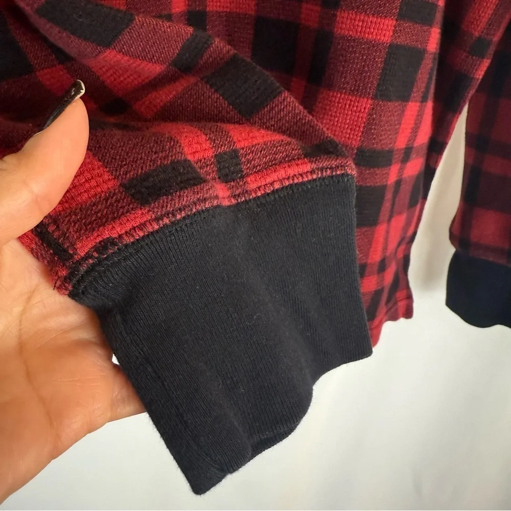 Polo Ralph Lauren Mens Red Buffalo Plaid Waffle Knit Thermal T Shirt Pullover